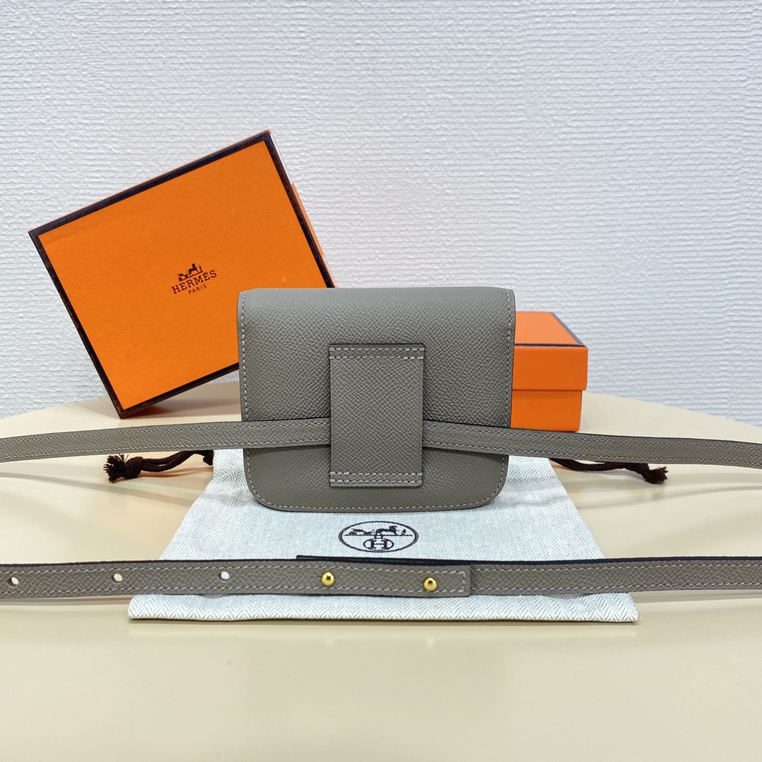 Hermes Constance Slim Wallet Belt Bag In Gris Asphalte Epsom Leather